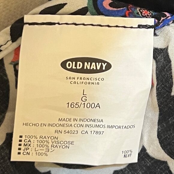 Old Navy Women Long Sleeve Blouse Folk Art Print Large 100% Rayon Office Casual - Picture 12 of 16